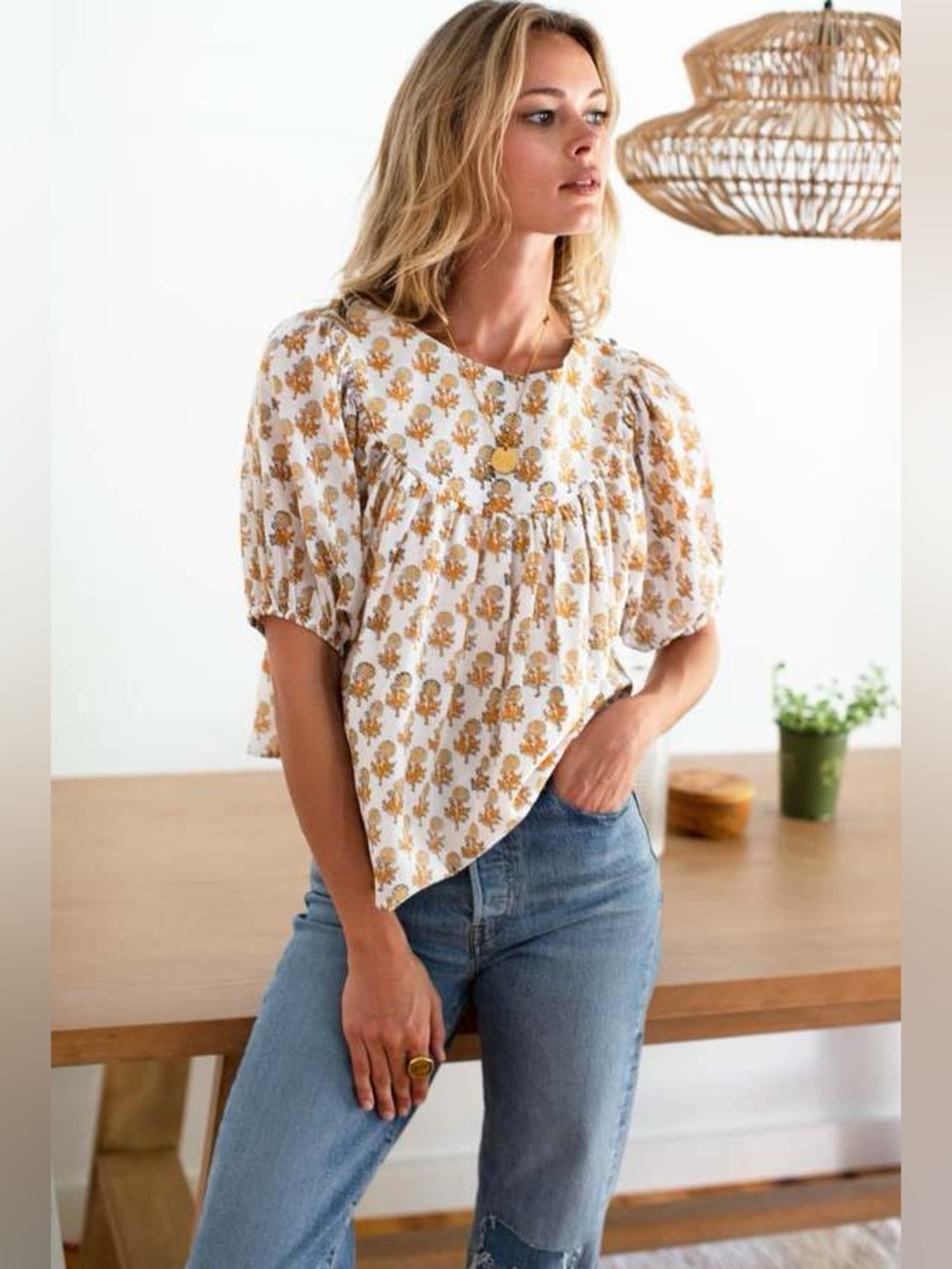Emerson Fry India Collection Dahlia Top S Little Marigolds Organic Cotton